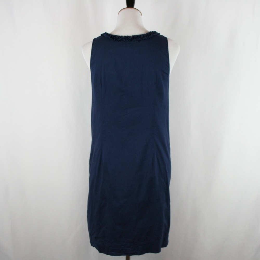 J. Crew Factory Front Ruffle Sleeveless In Navy - Picture 7 of 8